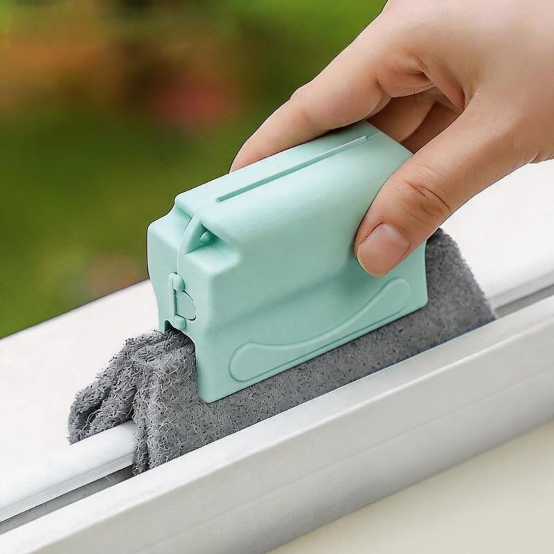 1 PCS Window Track Cleaning Brush, Handheld Window Groove Cleaner Tool for Sliding Door Gaps Tile Lines Shutter Car Vents, Green - color: Green
