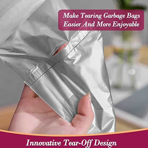 4 Gallon 180pcs Small Silver Grey Trash Bags Strong Garbage Bags, Bathroom Trash Can Bin Liners, Plastic Bags for Office, Waste Basket Liner, Fit 12-15 Liter, 3.5,4,4.5 Gal（Silver Grey 180） - color: Grey, size: 180 Count (Pack of 1)