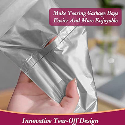 4 Gallon 180pcs Small Silver Grey Trash Bags Strong Garbage Bags, Bathroom Trash Can Bin Liners, Plastic Bags for Office, Waste Basket Liner, Fit 12-15 Liter, 3.5,4,4.5 Gal（Silver Grey 180） - color: Grey, size: 180 Count (Pack of 1)
