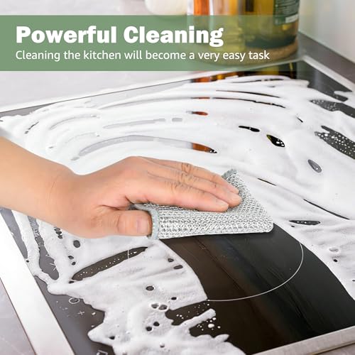 12Pcs Non Scratch Wire Dish Cloth, Multipurpose Wire Dishwashing Rags: Double Layer Mesh Cleaning Cloths, Steel Mesh Dishcloths, Scrub Cloths for Kitchen/Bath