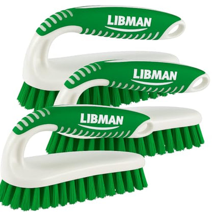 LIBMAN Scrub Brush - Heavy Duty Cleaning Brush with Strong Bristles - 3 pk Durable Scrub Brushes for Cleaning Bathroom, Kitchen, Floor, Shower, Sink, Tub, Carpet - All Purpose