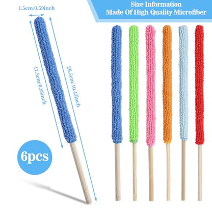 6 Pcs Microfiber Detail Duster Sticks Fan Cleaning Brush Fan Blade Cleaner Crevice Cleaning Tool Mini Split Cleaning Kit Car Air Vent Cleaner Fan Clean Brush for Home Car Window Blind