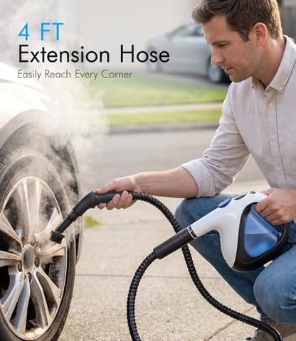 Handheld Steam Cleaner for Home 3s Instant Heat-Up No Need to Wait, Upgrade 2 LB Light Weight Easy Refill Portable Steamer Cleaner for Furniture Couch Grout Walls Kitchenware (White)