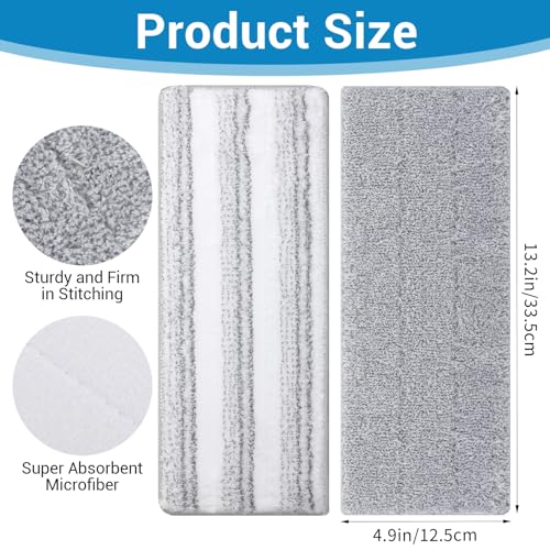 20Pcs Mop Replacement Pads, 13 * 4.9'' Universal Mop Pads Mop Head Refills Washable Wet Mop, Compatible with Most 11-13” Size Mops Microfiber Flat Mop Pad - color: White,grey