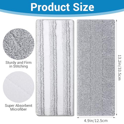 20Pcs Mop Replacement Pads, 13 * 4.9'' Universal Mop Pads Mop Head Refills Washable Wet Mop, Compatible with Most 11-13” Size Mops Microfiber Flat Mop Pad - color: White,grey