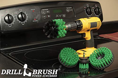 Drillbrush 4 Piece Bundle - Add a 5-inch Flat hex Shaft Brush to Our 3 Piece Drill Brush Kitchen Scrubbing Kit