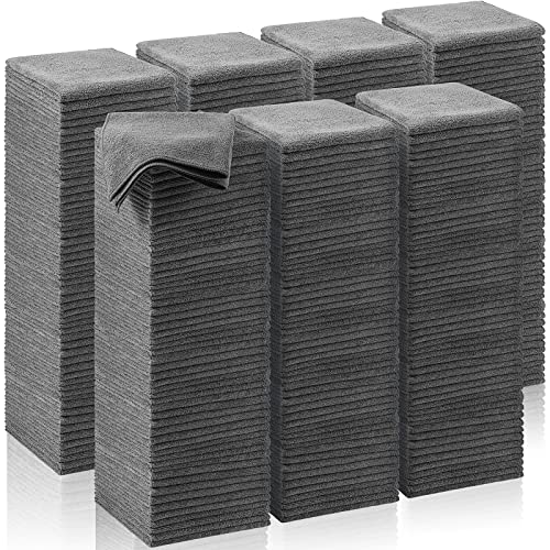 Oudain 200 Pcs Microfiber Cleaning Cloth 16x16 Inch Microfiber Towels for Car Ultra Absorbent Cleaning Rags Reusable Lint Free Streak Free Detailing Towel for Car Washing Drying Dusting (Gray) - color: Gray
