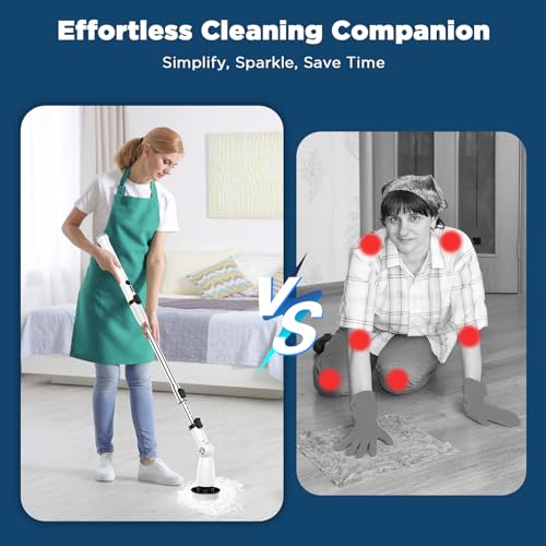 Electric Spin Scrubber, Upgraded Bathroom Cleaner, Power Shower Cleaning Brush with Extendable Handle & 4 Brush Heads, Dual Speed & USB-C Charging, Shower Scrubber for Bathtub, Tile, and Floor