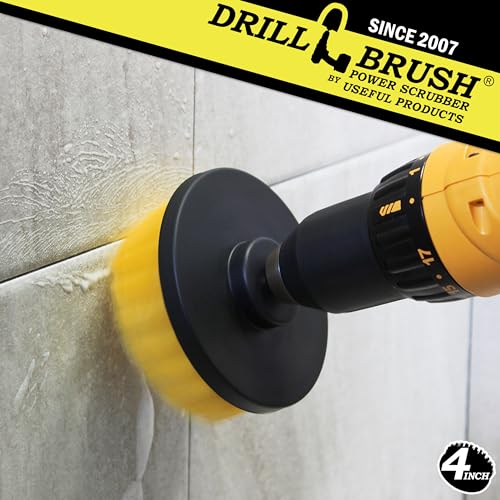 Drillbrush Bathroom Cleaner Drill Attachment – Bathtub Cleaning Supplies - Yellow Drill Brush Bathtub Scrubber - Carpet Scrubber - Bathroom Accessories - Stone Bath Mat Cleaner Spin Brush for Shower - color: Yellow
