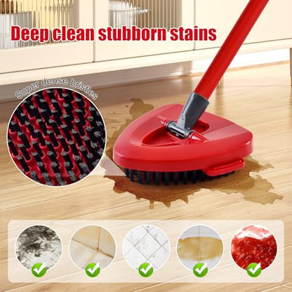 Mop Handle for Ocedar, Scrub Brush and Spin Mop Base Compatible with O Cedar EasyWring 1 Tank Spin Mop,4-Section Spin Mop Handles and Base for EasyWring Spin Mops - color: RED-3