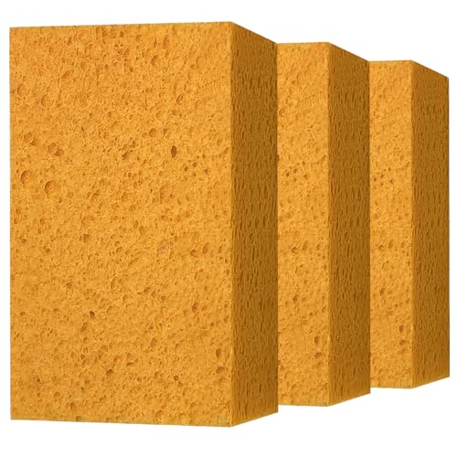 Car Wash Sponges, 3 Pack Extra Thick Large Cleaning Sponge Multi-Purpose for Bathroom Kitchen Bike Boat, Large Size Sponges 4'' X 6'' (Yellow) - color: A-yellow