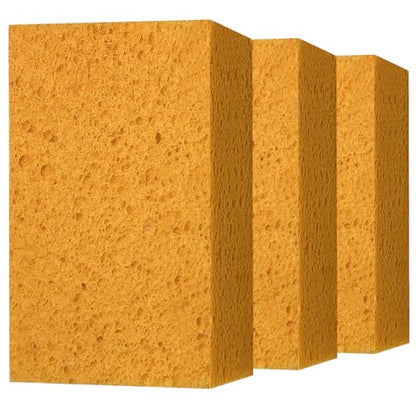 Car Wash Sponges, 3 Pack Extra Thick Large Cleaning Sponge Multi-Purpose for Bathroom Kitchen Bike Boat, Large Size Sponges 4'' X 6'' (Yellow) - color: A-yellow
