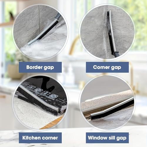 Rubber Gap Cleaning Brush for Tight Spaces - Ergonomic Handle, Flexible Bristles for Kitchen, Bathroom Tiles, Window Seams - Hard to Reach Cleaner Tool