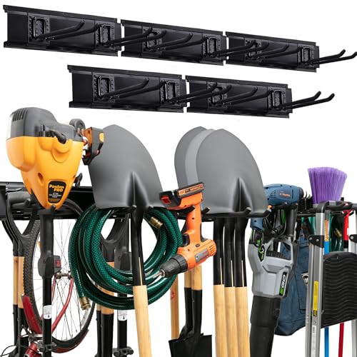 TIDYME Garage Tool Organizer Wall Mount - 80 inches - Sturdy Storage Rack with Adjustable Hooks, Anti-Rust - Easy Installation, 500lbs Capacity - Garden Tool Organizer (05 Racks & 10 Hooks) - size: 80" Carbon Steel with 5 Racks & 10 Hooks