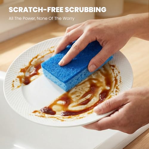 Metflavor Kitchen Sponges, 12 Count, Non-Scratch Scrub Sponge, Dual Sided Cleaning Sponges for Dishes, Kitchen, Bathroom - size: 12 Pack