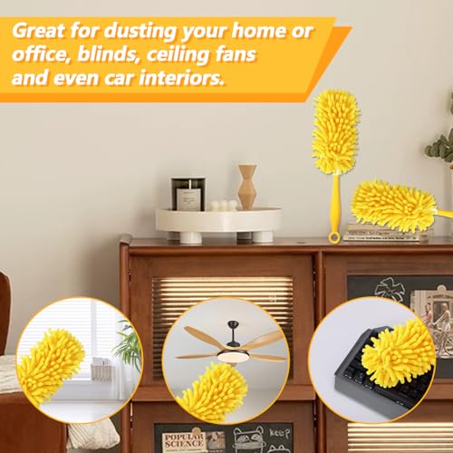 8 Pack Reusable Duster Refill Compatible with Swiffer Hand Duster - 360 Heavy Duty Dusters Refills - Microfiber Ceiling Fan Duster for Swiffer Dusters Extended Handle (Handle is Not Included) - color: 8 Pack(yellow)
