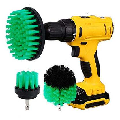 Drill Brush Soft Medium Stiff Bristle Powered Scrub Attachments Cleaning Kit for Bathroom Shower Grout Carpet Tires Boats Ceramic Marble Wheels Glass Carpets Upholstery (3''+5'')
