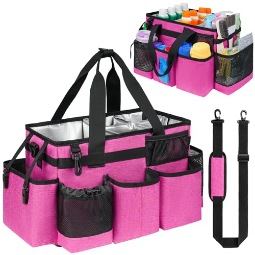 Cleaning Caddy Bag, Cleaning Supplies Organizer for Housekeepers, Housekeeping Caddy with Handle and Detachable Padded Cushion, Pink - color: Pink, size: Medium