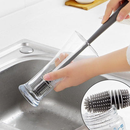 Long-Handle Silicone Cup & Bottle Brush - Reach Every Corner for A Thorough Clean!