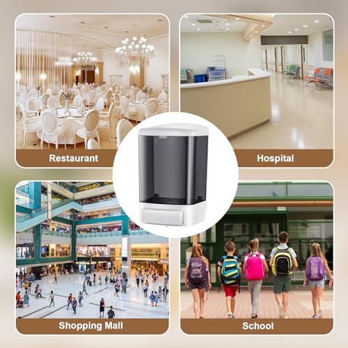 Hushee 8 Pcs Plastic Wall Mounted Soap Dispenser Commercial Manual Soap Containers Wall Dispenser for Kitchen Shower Hotel Liquid Shampoo Gel Chamber (33.8 oz 1000 ml,Black) - color: Black, size: 33.8 oz 1000 ml