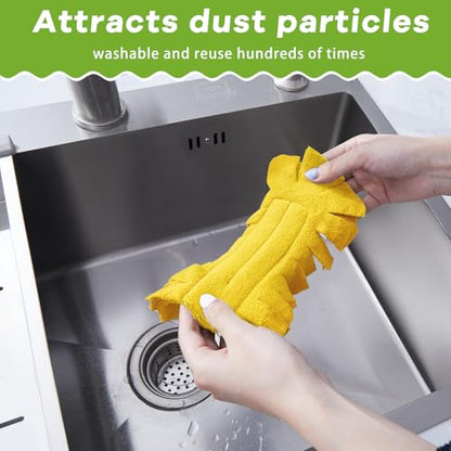 Zubebe 12 Pcs Duster Refill Reusable Fleece Duster Refills Feather Flat Dusters Multi Surface Washable Cleaning Pads Tools for Home, Blinds, Car, Pet, Furniture, Fans (Yellow) - color: Yellow
