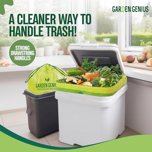 Biodegradable 13-17 Gallon Code-Q Trash Bags (50 Pack) | Strong Heavy-Duty Tall Green Kitchen Bags w/ Drawstring | Fits Simplehuman & Standard Cans | Eco-Friendly D2W, 30 Micron Thick | 25.6" x 33.5" - style: Code-Q
