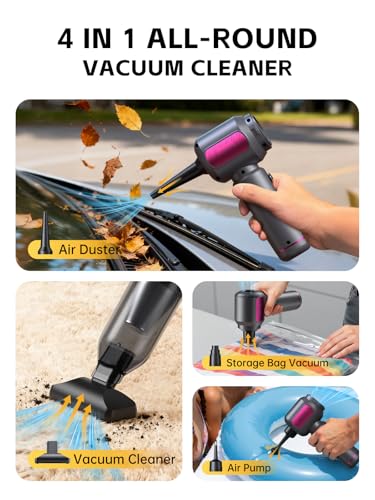 REWONDER Car Vacuum Cleaner High Power, 22000Pa Vacuum Cleaner & 110000RPM Air Duster, Handheld Vacuum with 7800mAh Battery, Storage Bag & Multi-Nozzles for Car, Home, Office - color: Purple