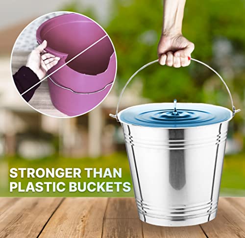 Skywin Metal Can with Lid - Durable 4 Gallon Metal Bucket with Lid for Heavy Loads - Environment-Friendly Trash Can for Outdoor, Safe Alternative to Plastic (2)