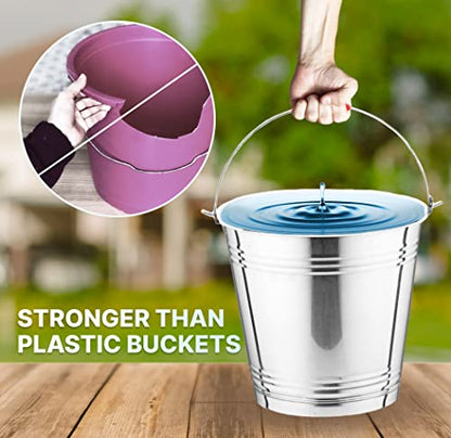 Skywin Metal Can with Lid - Durable 4 Gallon Metal Bucket with Lid for Heavy Loads - Environment-Friendly Trash Can for Outdoor, Safe Alternative to Plastic (2)