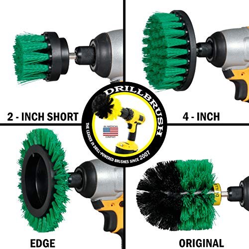 Drillbrush Green – Drill Power Kitchen Scrub Brush Kit – Oven Cleaning Drillbrush Attachment – Drill Scrubber Attachment for Dishes – Stove Cleaning Brush for Drill - color: Green