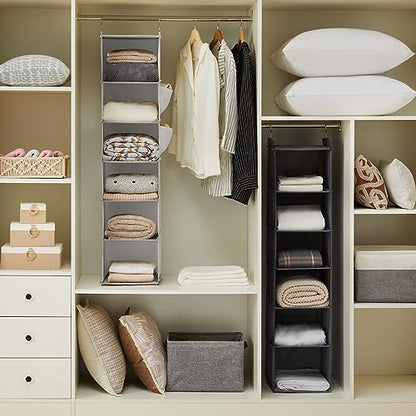 YOUDENOVA Hanging Closet Organizer and Storage, 6-Shelf Closet Hanging Storage Shelves, Light Grey - color: Light Grey