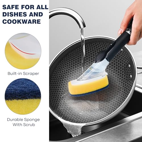 Sponge Brush Refills for OXO Dish Brush, 8 Pack Soap Dispensing Dish Refills, Scrub Replacement Head for Scrubber, Sponge Replacement Head Fits Soap Dispensing Handle - color: 8-pack