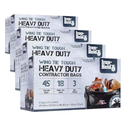 Contractor Trash Bags - Wing Tie Closure, 3 MIL Thick, Gusseted Bottom, Black - Heavy Duty Industrial Strength Garbage Bags (Pack of 72) - size: 1 Count (Pack of 72)