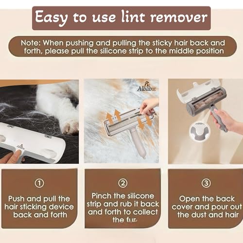 Albab Pet Hair Remover – Reusable Lint Roller – for Couch, Furniture, Clothes, Carpet, Bedding –Cat and Dog Hair –New Self-Cleaning Fur Removal Tool. No Sticky Tape or Adhesive Needed. (Bundle) - color: Bundle