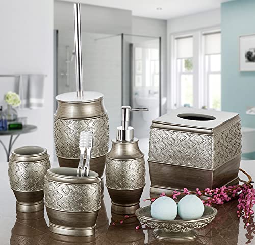 Creative Scents Dublin Silver Toilet Brush Set - Toilet Bowl Cleaner Brush and Holder - Decorative Bathroom Cleaner Brush - Space Saving Design Toilet Bowl Scrubber - color: Silver