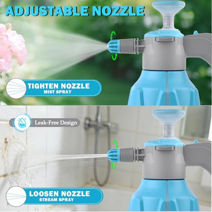 Hand Pump Sprayer 1/2 Gallon, 68 Oz Leak-Proof Water Mister Spray Bottle, 2L Handheld Garden Pressure Sprayer in Lawn and Garden, with Adjustable Nozzle, Extended Spray Rod & Safety Valve