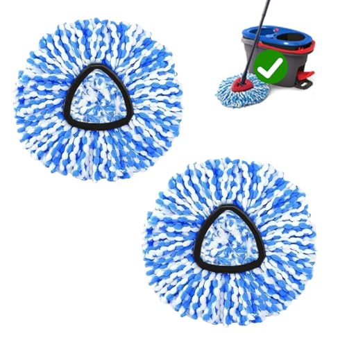 2-Pack Spin Mop Replacement Head for O-Ceda RinseClean Spin Mop Refill 2-Tank System Microfiber Deep Cleaning Machine Washable and Easy-to-Replace - size: 2 Count (Pack of 1)