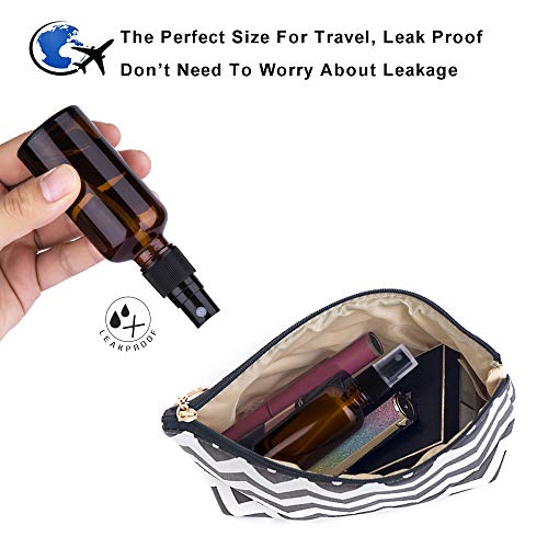 9 Pack Amber Glass Small Spray Bottles, 2oz Travel Fine Mist Empty Mini Spray Bottles for Essential Oils and Hair - color: Amber-9 Pack