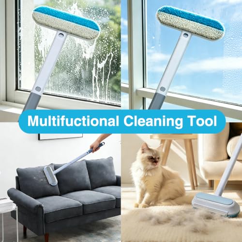 Pet Hair Remover 4 in 1, Reusable Long Handle Dog Hair Remover Brush, 24Inch Reusable Lint Brush for Dog and Cat Hair, Washable Lint Cleaner on Couches, Carpets, Car Seat, Clothes, Bedding