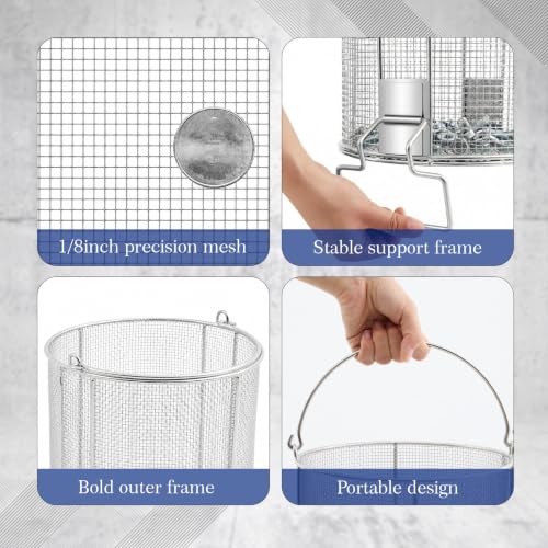 1 Pcs 1/8″ Mesh 5 Gallon Dip and Drain Stainless Steel Part Cleaning Strainer Basket for Buckets Swing Handle for Mechanics Auto Parts Washing Garage Shop & Home Workshop, Bucket Not Included - size: 5 Gallon,1/8″