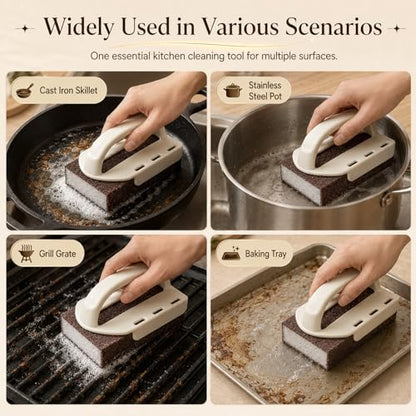 Magic Emery Cleaning Sponges, Nano Carborundum Sponge,Scrub Pad Pot Scrubber for Removing Rust Cleaning Pots and Pans,Rust Remover & Magic Descaling Eraser (1 Handle+5 Sponge)