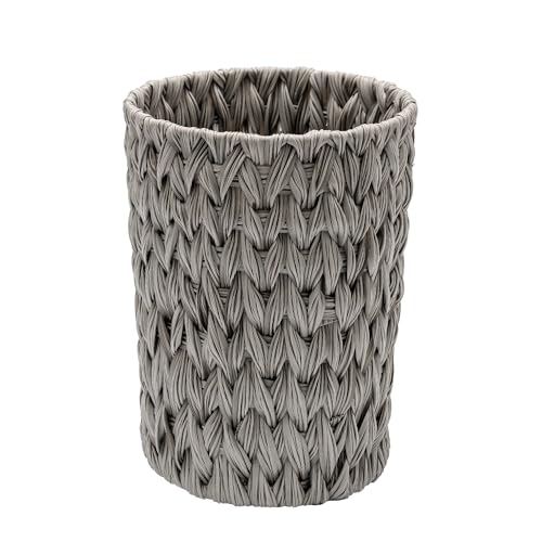 GRANNY SAYS Small Wicker Trash Can, 2 Gallon Bathroom Waste Basket, Small Bathroom Garbage Can, Plastic Trash Basket for Decor, Round Wastebaskets for Office, Bedroom, Cabinet, Grey - color: Gray, size: Round - 7½"D x 9¾"H