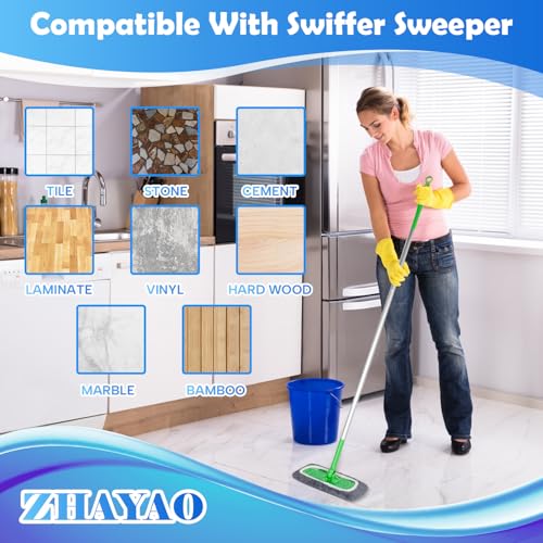 6 Pcs Reusable Microfiber Mop Pads Compatible with Swiffer Sweeper, Dry Sweeping Cloths & Wet Mopping Cloths, Washable Pads for Surface/Hardwood Floor Cleaning (Mop is Not Included) - color: A-grey 6 Pack
