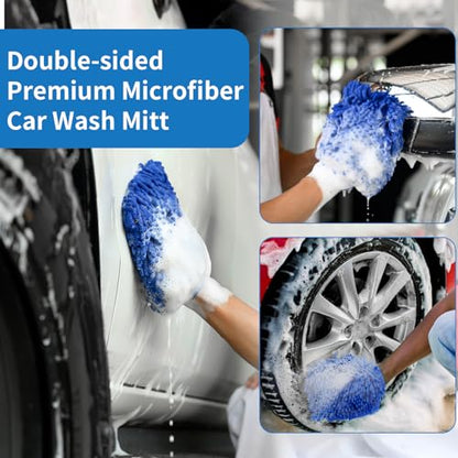 60" Car Wash Brush with Long Handle, Soft Bristle Car Washing Brush Cleaning Brushes for Washing Exterior of RV, Truck, Boat, Solar Panel