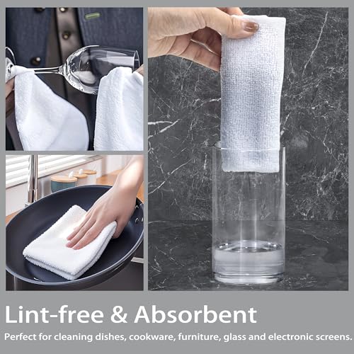 Greenfound Microfiber Cleaning Cloth Roll -80 Pack, 11.5x11.5, Tear Away Towels, Reusable and Washable Rags, White - color: White