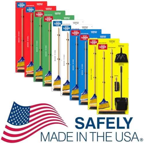 Custom Logo Clean & Sweep 5S Shadow Board/Wall Mount Broom Holder, 68" x 30" Board, 5S Cleaning Station - with Broom and Dustpan Set Included, Made in The USA by AccuformNMC