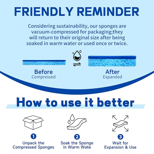 12 Count Non-Scratch Dish Sponges Kitchen, Long Lasting Cleaning Sponges for Dishes,Dual Sided Kitchen Sponges, Cleans Fast Without Scratching, Easy to Dry and Reusable-Blue - color: Blue-12