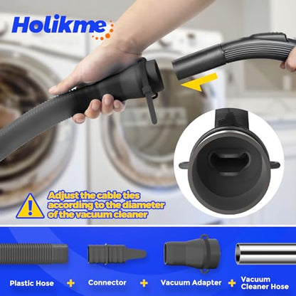 Holikme Dryer Vent Cleaner Kit 2 Pieces - Upgraded Dryer Lint Screens Cleaner Brush Part, Dryer Lint Vacuum Attachment Fit for Most Vacuum Cleaner, Dryer Lint Brush, Black - color: Black