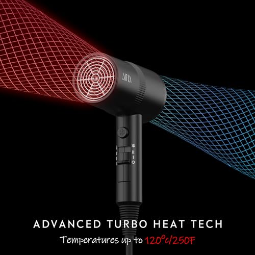 AINA Hair Dryer with Diffuser, Comb | Blow Dryer for Women Compact Travel Professional Ionic Blow Dry | Cold Shot Button 110V/ALCI (Vader Black) - color: Vader Black, size: 4 Piece