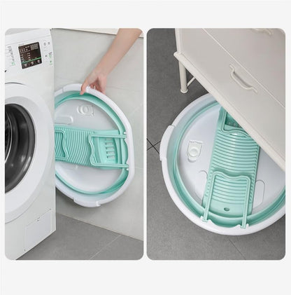 Large Washboard Basin for Hand Washing Clothes,Collapsible Basin for Hand Washing Clothes,Portable Laundry Basin,Wash tub Laundry with Scrubber (Light Green) - color: Light Green